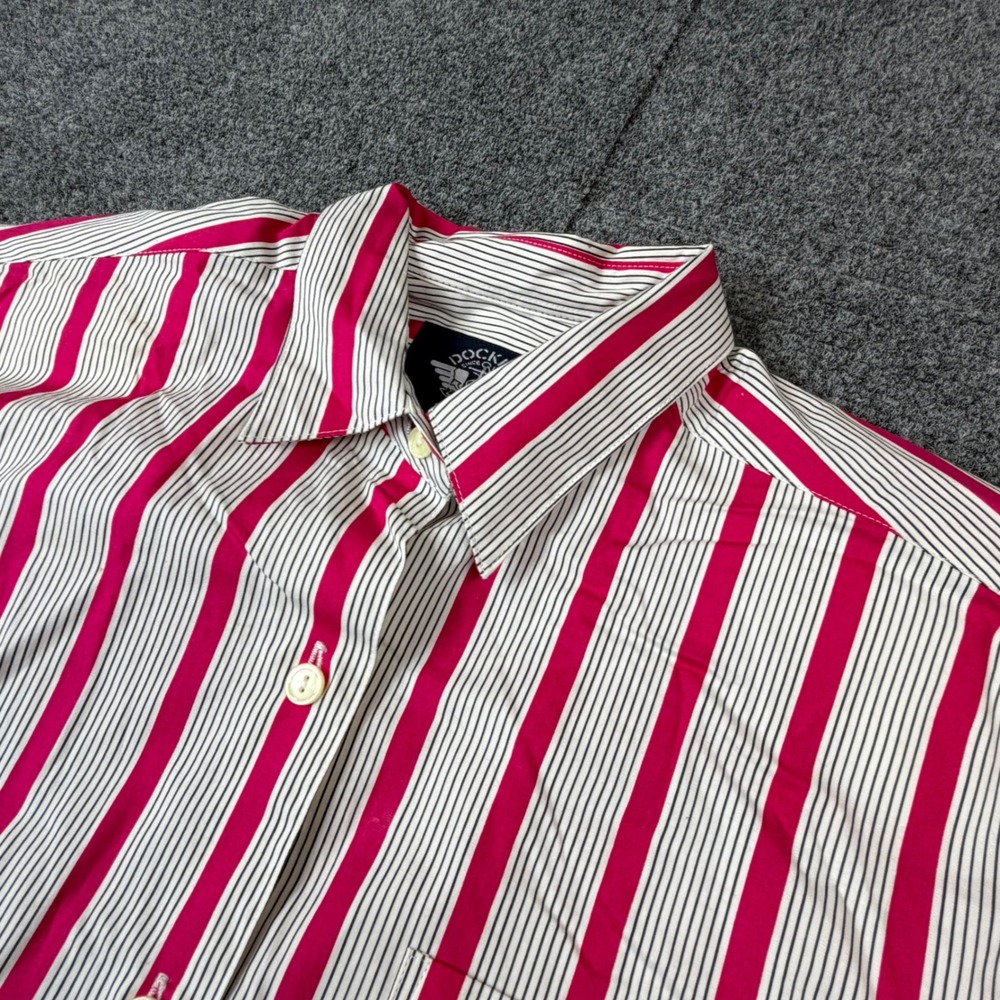 VTG Dockers Levi‎ Strauss Pink Striped Button Down Shirt Size Petite Cotton NEW